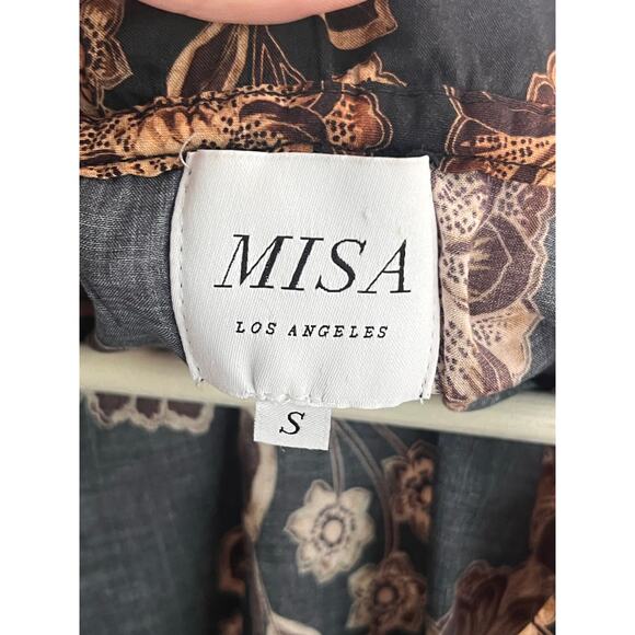 Misa Los Angeles Floral Print Long Sleeve Siena Blouse Top Black Women's Small - Picture 7 of 10